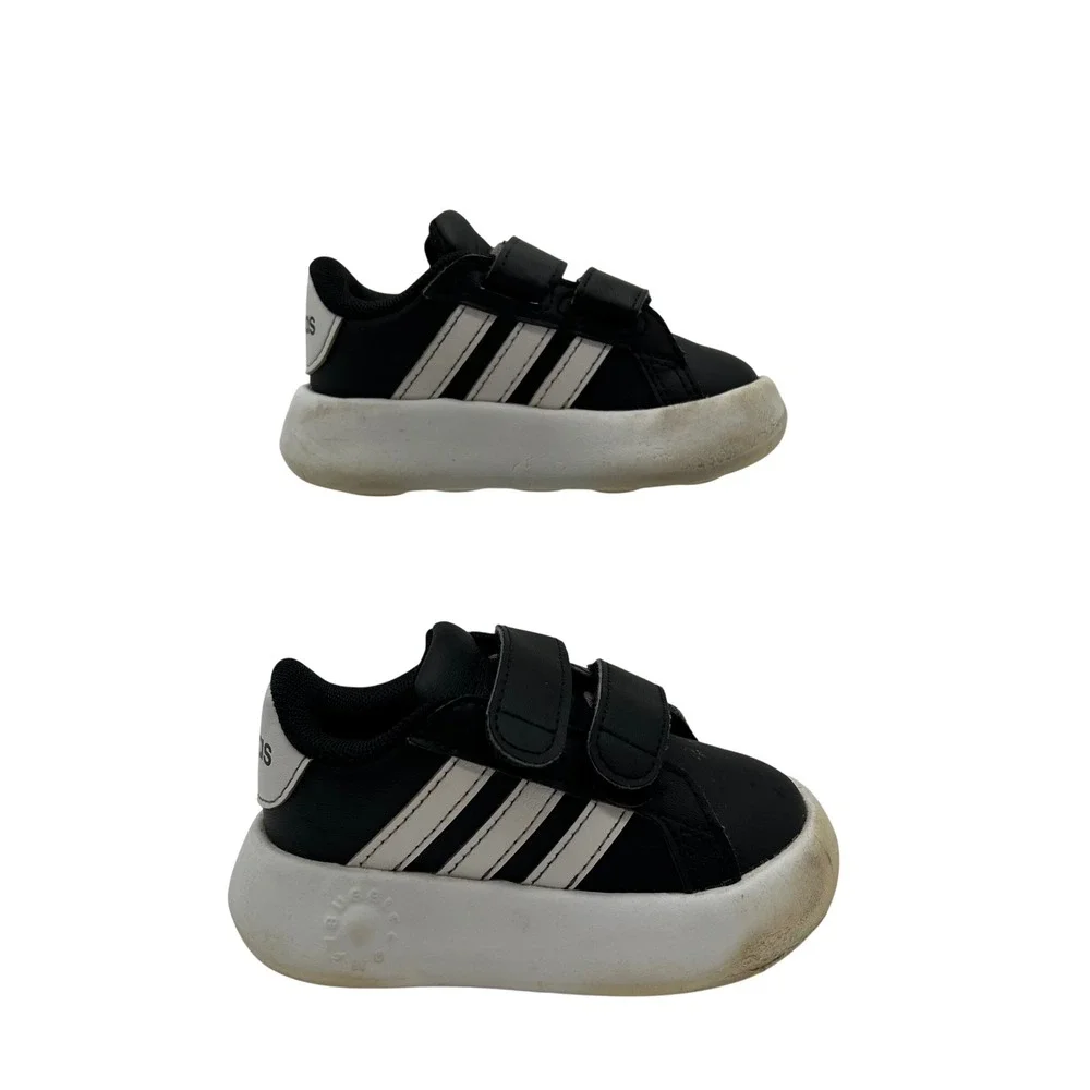 Adidas Grand Court Bubbles Toddler 5K Black White JD5272 Hook Loop Sneakers‎
